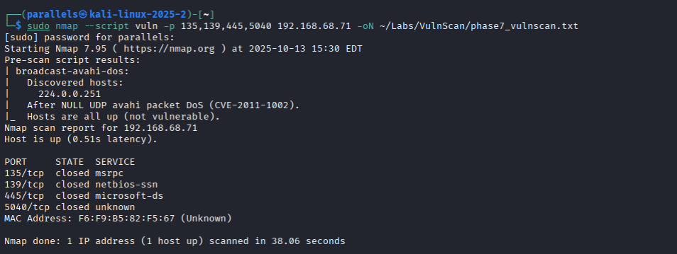 Vulnerability scan results